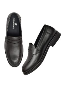 moccasian black slip on shoe for men